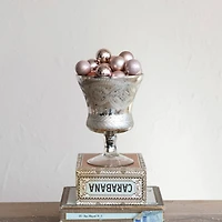 Hello Honey® 7.5" Silver Round Etched Mercury Glass Stemmed Container