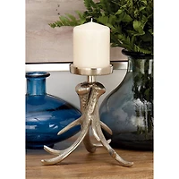 8" Silver Aluminum Traditional Candlestick Holder