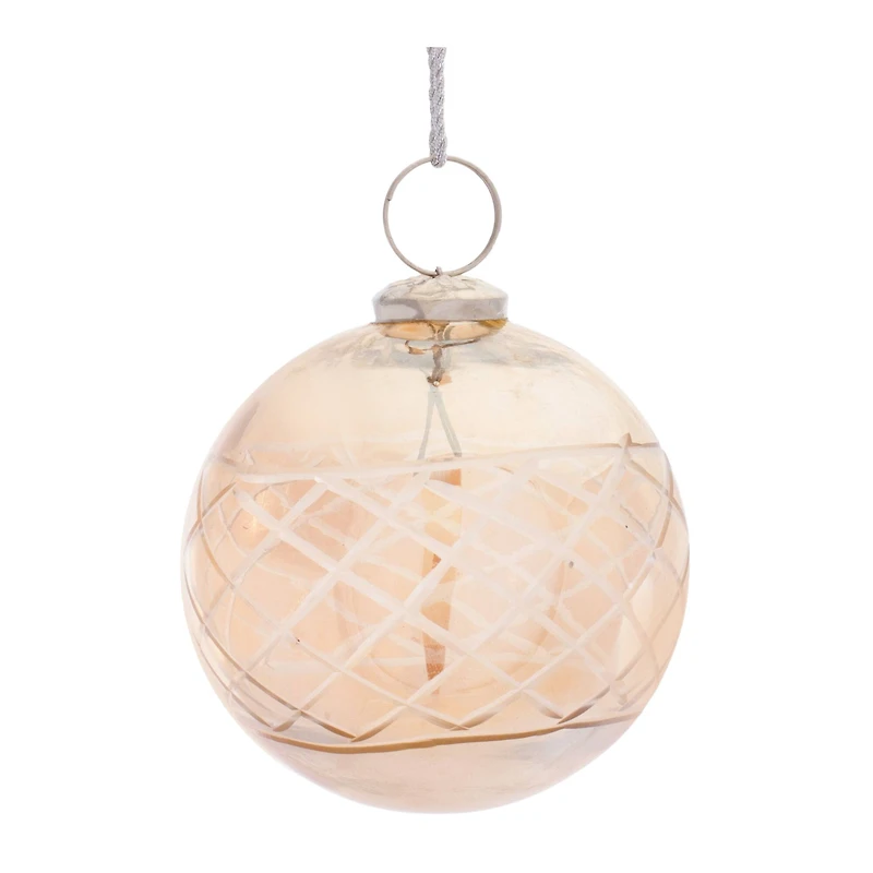 6ct. 3" Brown Etched Glass Ball Ornaments