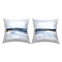 Stupell Industries Calming Modern Abstract Foggy Landscape 2 Pillow Set, 18" x 18"