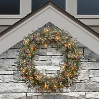 48" Pre-Lit Glittery Wreath