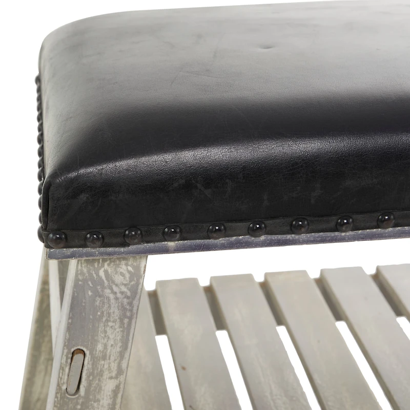 42" Black Wood Bench With Lower Shelf