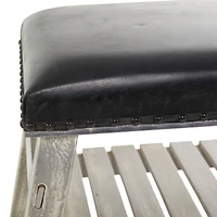 42" Black Wood Bench With Lower Shelf