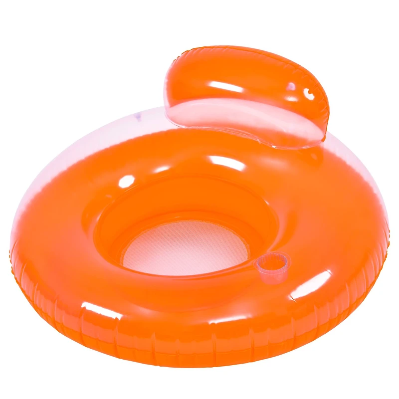 Pool Central 4ft. Orange Inflatable Inner Tube Pool Float with Backrest