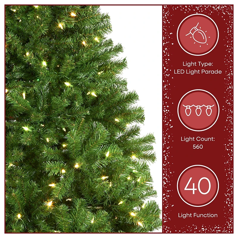 7.5ft. Pre-Lit PowerConnect™ North Valley Spruce Artificial Christmas Tree, Light Parade® LED Lights
