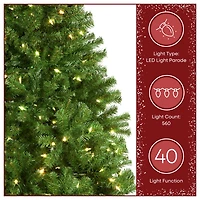 7.5ft. Pre-Lit PowerConnect™ North Valley Spruce Artificial Christmas Tree, Light Parade® LED Lights