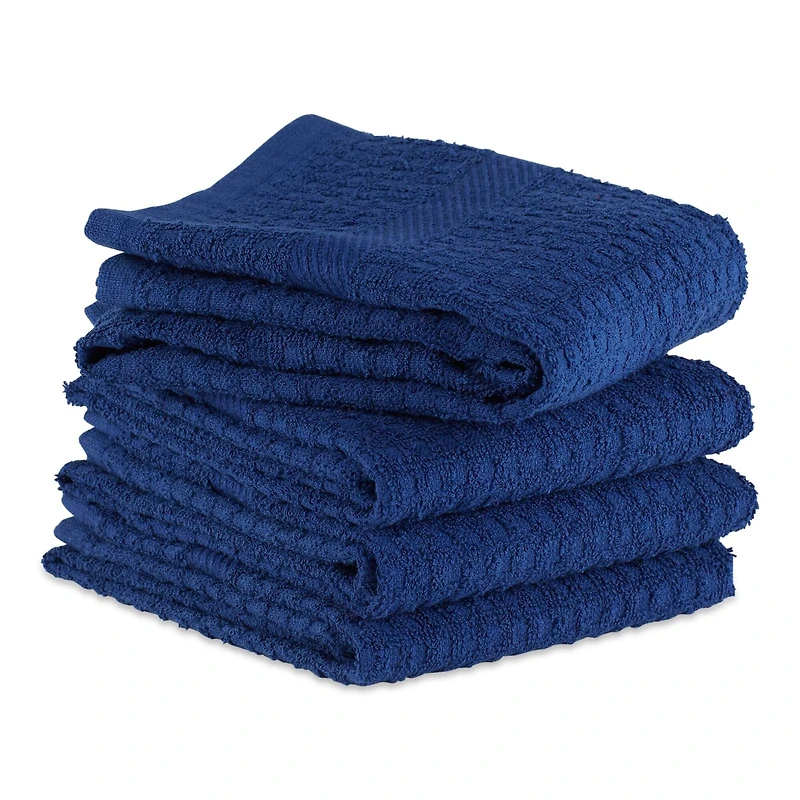 DII® Solid Nautical Blue Waffle Terry Dishtowel, 4ct.