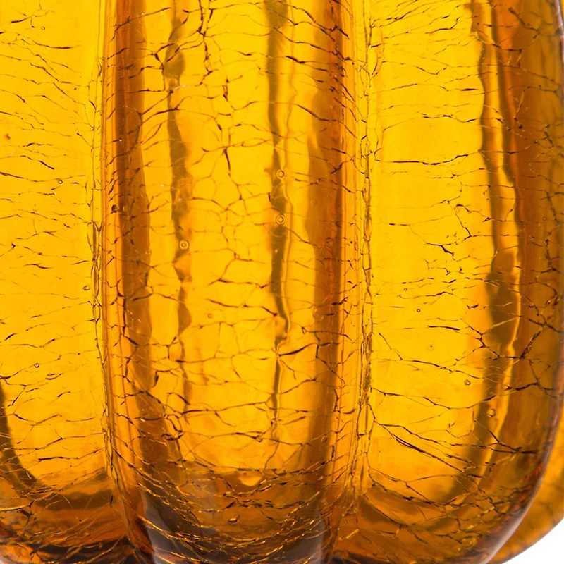 Glitzhome® Tall Crackle Glass Pumpkin, Amber