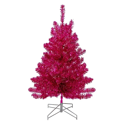 3ft. Unlit Metallic Pink Tinsel Artificial Christmas Tree