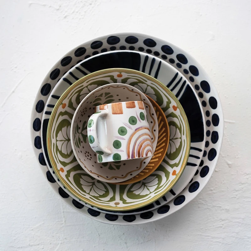 Hello Honey® 14.75" Round Hand-Painted Stoneware Serving Bowl with Design