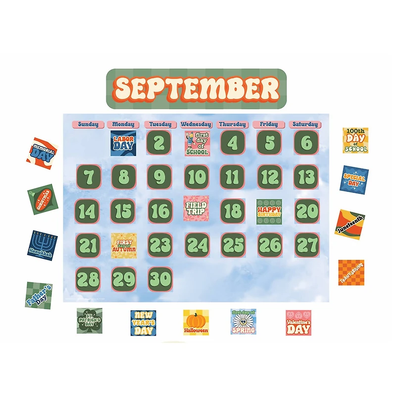 Eureka® S'Cool Era Calendar Bulletin Board Set