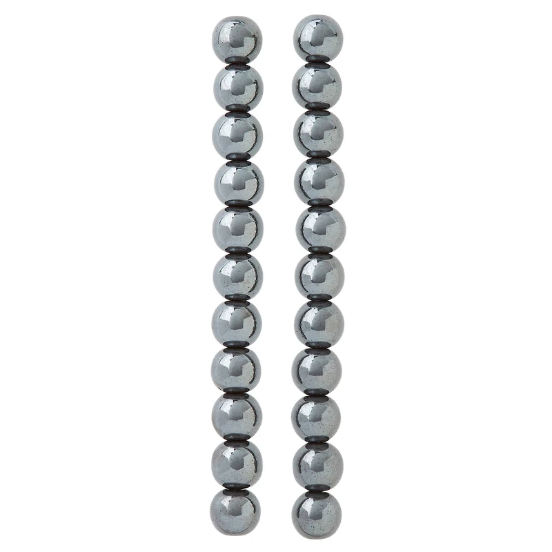 12 Pack: Gray Hematite Stone Round Beads, 10mm by Bead Landing™
