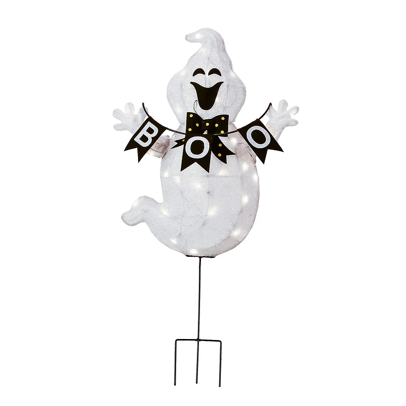 32" Pre-Lit Ghost With BOO Banner Garden Stake