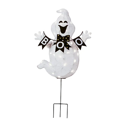 32" Pre-Lit Ghost With BOO Banner Garden Stake
