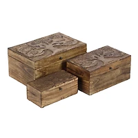 Brown Mango Wood Rustic Box Set