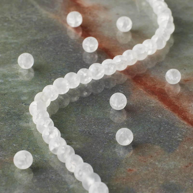 White Cracked Quartz Round Beads by Bead Landing