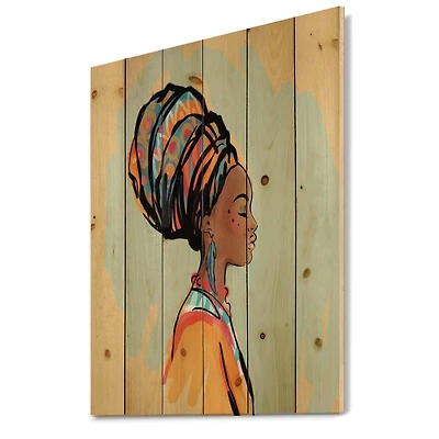 Designart - Portrait of Afro American Woman With Turban III