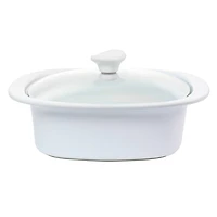 Gibson Elite® 1.9qt. White Ceramic Casserole with Glass Lid