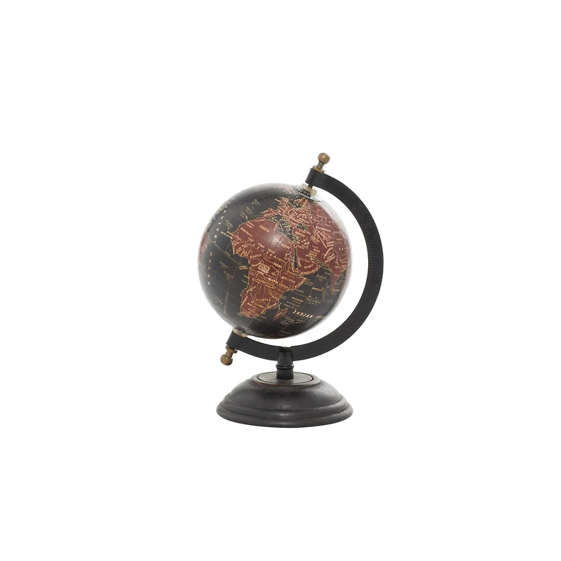 9" Rustic Black Metal, Wood & Plastic Globe