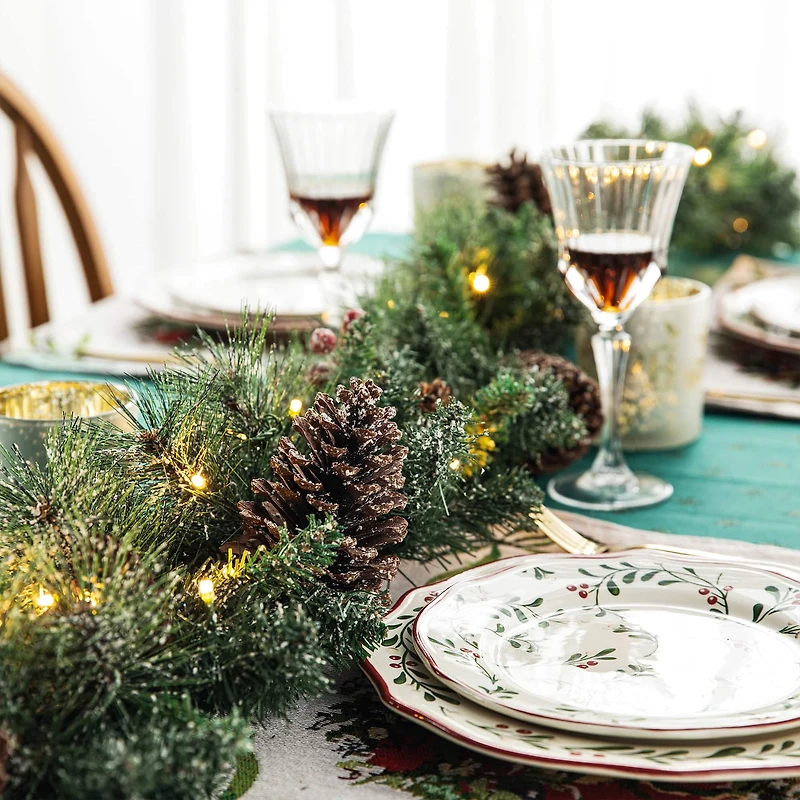 Glitzhome® 6ft. Pre-Lit Glittered Pinecones & Berries Christmas Garland, 2ct.