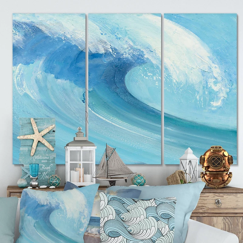 Designart - Ocean Wave Handpainted with White Foam