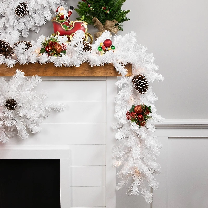 9ft. Clear Lighted Snow White Garland