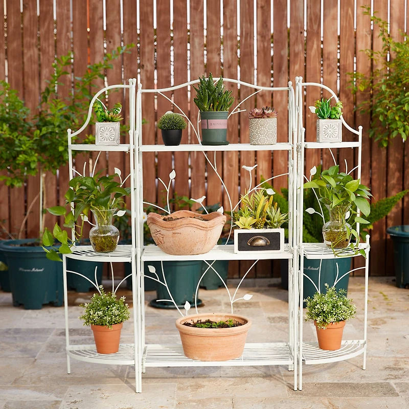 Glitzhome® Rectangular 3-Tiered Metal Shelf Planter Stand