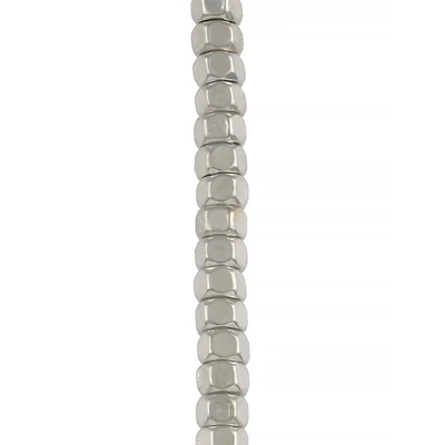 Rhodium Faceted Metal Cube Beads, 6mm by Bead Landing™