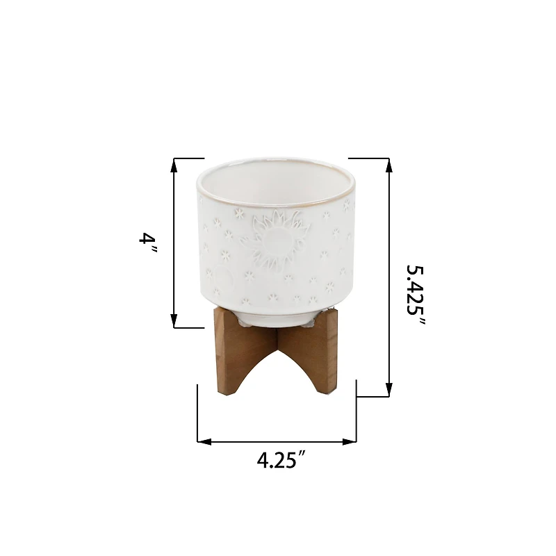 Flora Bunda® 4.25" Sunmoon Ceramic Pot On Stand