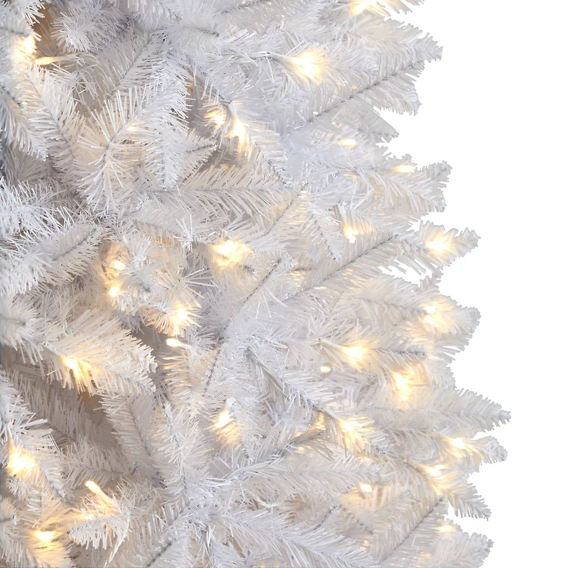 10ft. Pre-Lit Slim White Artificial Christmas Tree, Warm White LED Lights