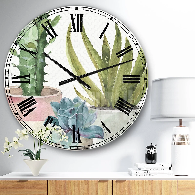 Designart 'Mixed Green Element Iii Farmhouse Wall Clock