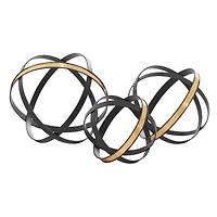 Black & Gold Metal Contemporary Orb Sculpture Set
