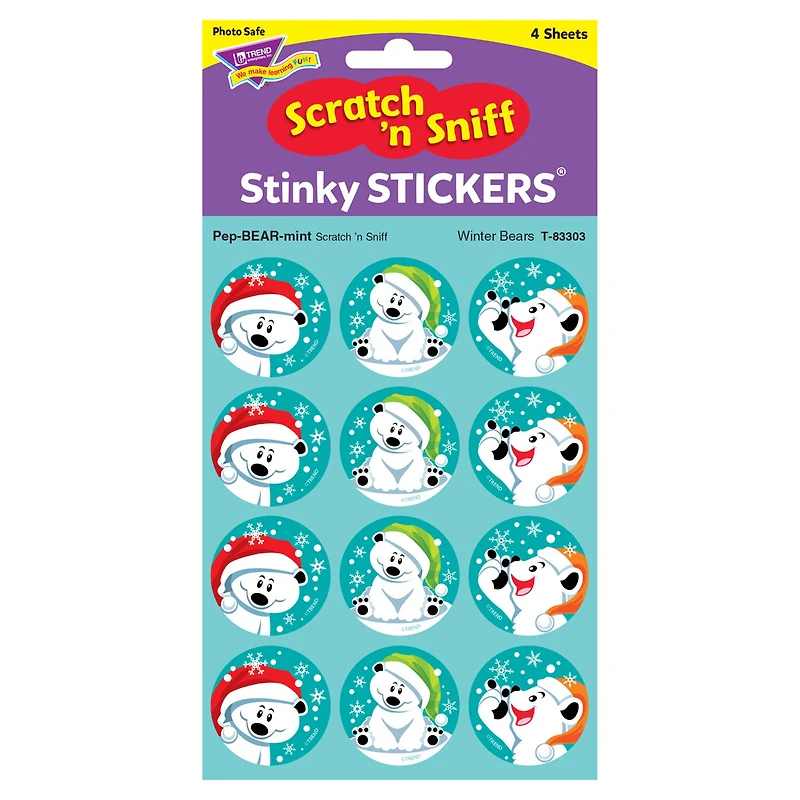 Trend Enterprises® Winter Bears Stinky Stickers®, 6 Packs of 48