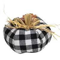 5" White & Black Buffalo Plaid Fall Harvest Pumpkin