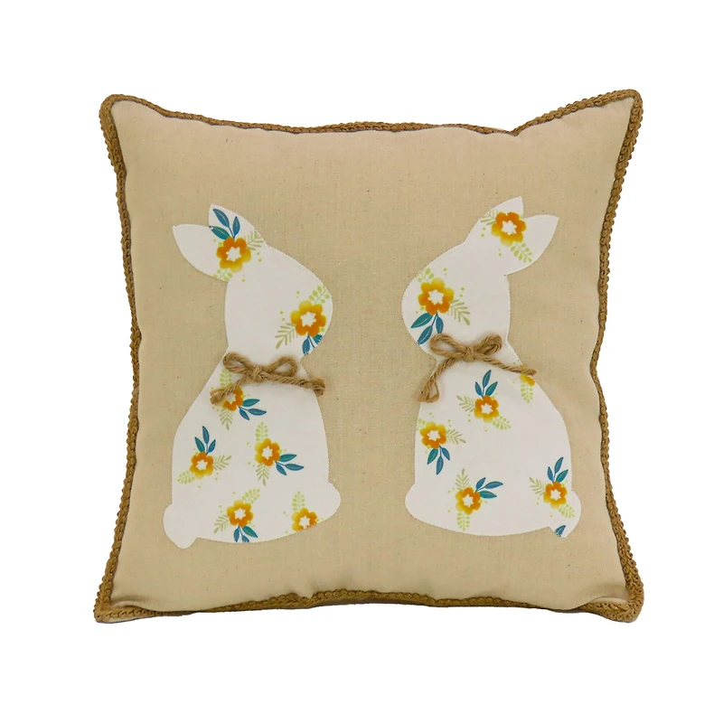 16'' Floral Bunny Easter Pillow