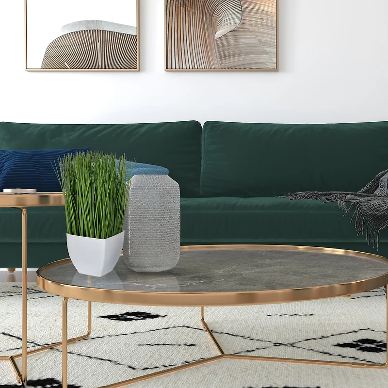 11.5" Artificial Green Potted Grass