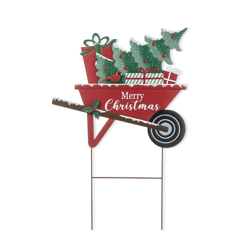 Glitzhome® 2.5ft. Merry Christmas Wagon Metal Yard Stake