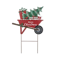 Glitzhome® 2.5ft. Merry Christmas Wagon Metal Yard Stake