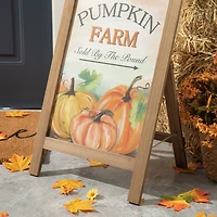 24" GlitzHome® Pumpkin Farm Wooden Porch Sign