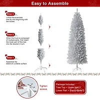 7.5ft. Unlit Silver Pencil Tinsel Artificial Christmas Tree