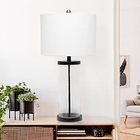 Lalia Home 27.5" Entrapped Glass Table Lamp with White Fabric Shade