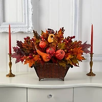 2ft. Pumpkin, Maple Leaf, Berries Arrangement in Metal Vase