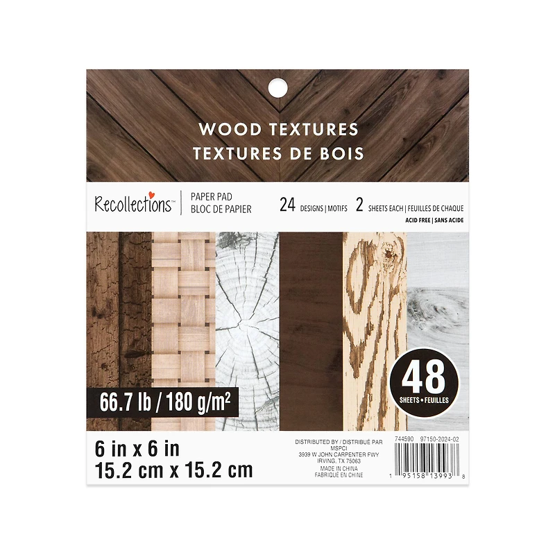 6" x 6" Wood Textures Paper Pad by Recollections™, 48 Sheets
