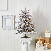 3ft. Pre-Lit Flocked North Carolina Fir Artificial Christmas Tree with Warm White Lights