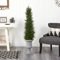4.5ft. Cypress UV Resistant Artificial Tree in Decorative Urn