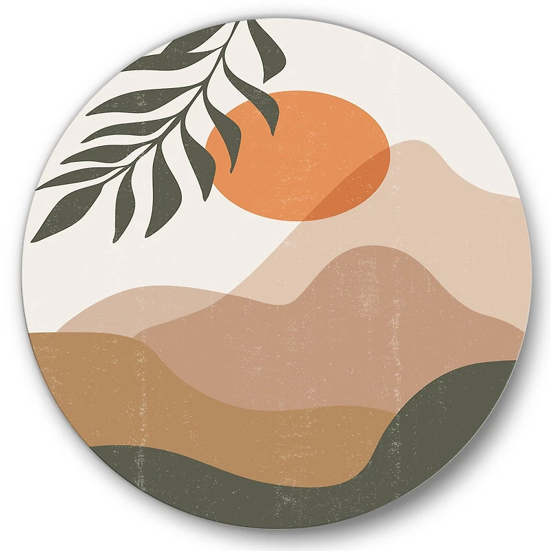 Designart - Abstract Red Moon In Earth Toned Mountains I