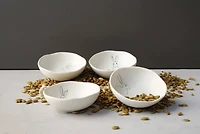 Hello Honey® 4" White Ceramic Rabbit Drawings Bowls, 4ct.