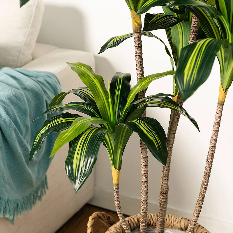 Glitzhome® 4.5ft. Faux Dracaena Fragrans Plant in Pot