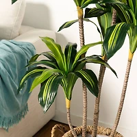 Glitzhome® 4.5ft. Faux Dracaena Fragrans Plant in Pot