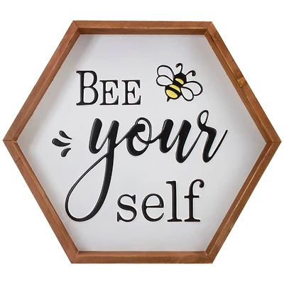 Wooden Framed Bee Yourself Metal Sign Spring Wall & Tabletop Décor
